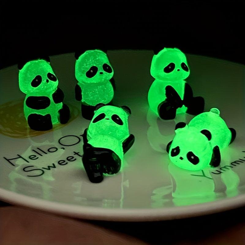 5pcs Luminous Panda Toy Ornaments Game Animal Doll Diy Resin Accessories