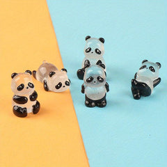5pcs Luminous Panda Toy Ornaments Game Animal Doll Diy Resin Accessories