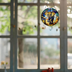 Elephant Stained Suncatcher Wall Art Hanging