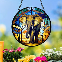 Elephant Stained Suncatcher Wall Art Hanging