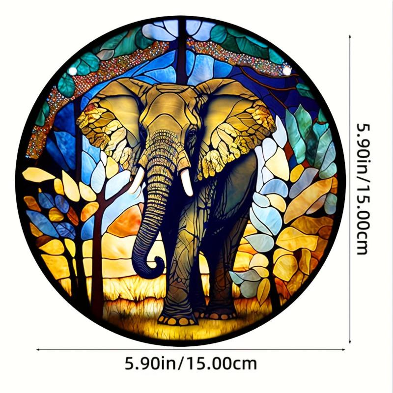 Elephant Stained Suncatcher Wall Art Hanging