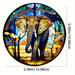 Elephant Stained Suncatcher Wall Art Hanging