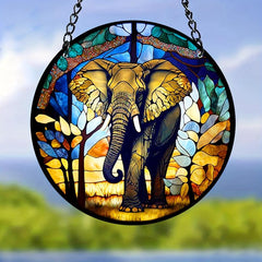 Elephant Stained Suncatcher Wall Art Hanging