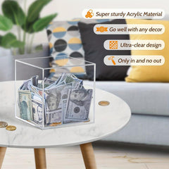Clear Acrylic Piggy Bank - Save Money for Kids & Adults
