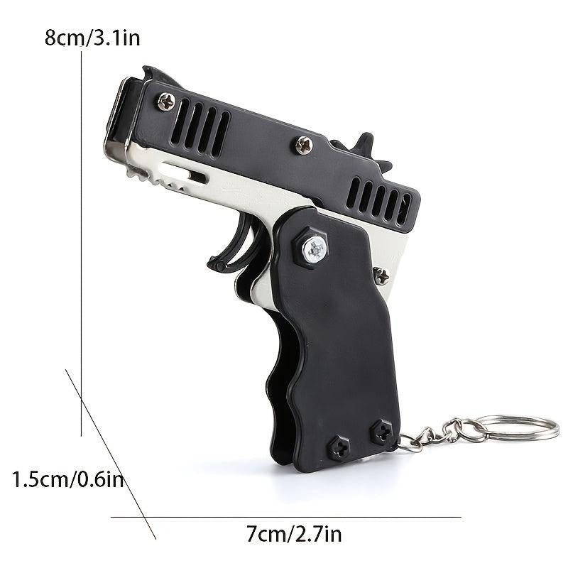60pcs Metal Burst Rubber Band Toy Mini Folding La launcher With Keychain