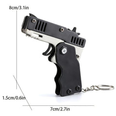 60pcs Metal Burst Rubber Band Toy Mini Folding La launcher With Keychain