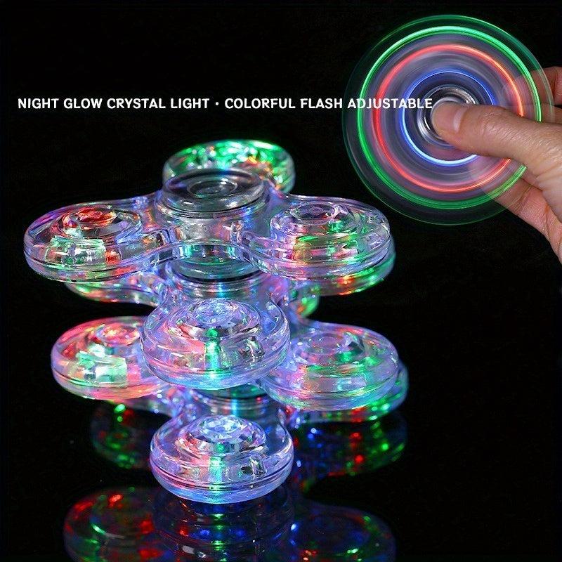 Explosive Fidget Spinner Crystal With Light Luminous Transparent LED Light Toy