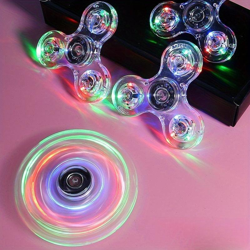 Explosive Fidget Spinner Crystal With Light Luminous Transparent LED Light Toy