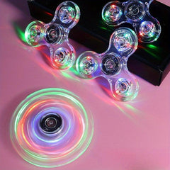 Explosive Fidget Spinner Crystal With Light Luminous Transparent LED Light Toy