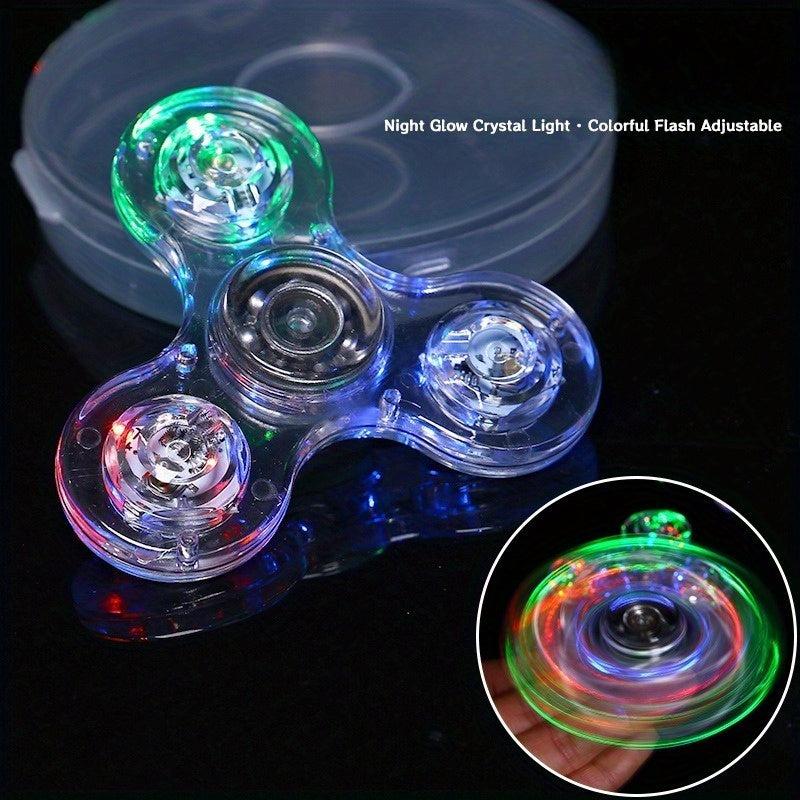 Explosive Fidget Spinner Crystal With Light Luminous Transparent LED Light Toy