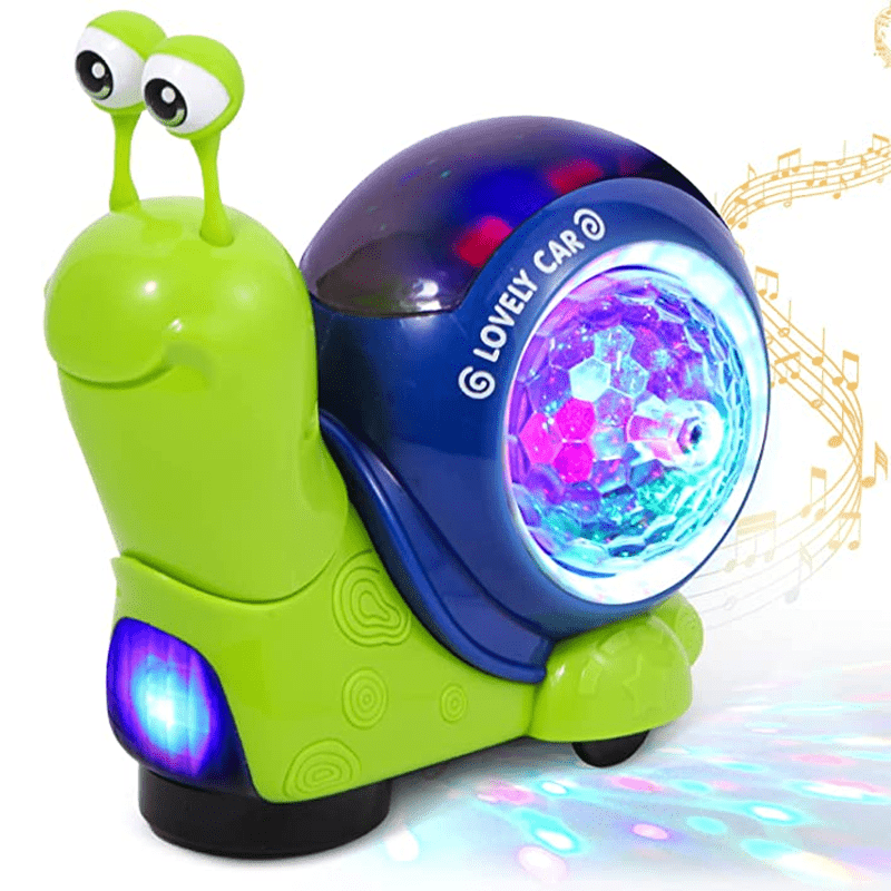 Musical Light-Up Crawling Snail Toy for Babies