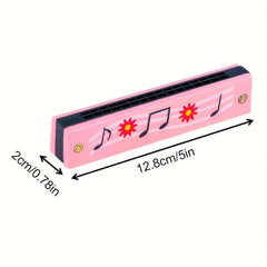 1Pc Wooden Toy Harmonica 16 Holes Painted Musical Instrument Parent Child Puzzle