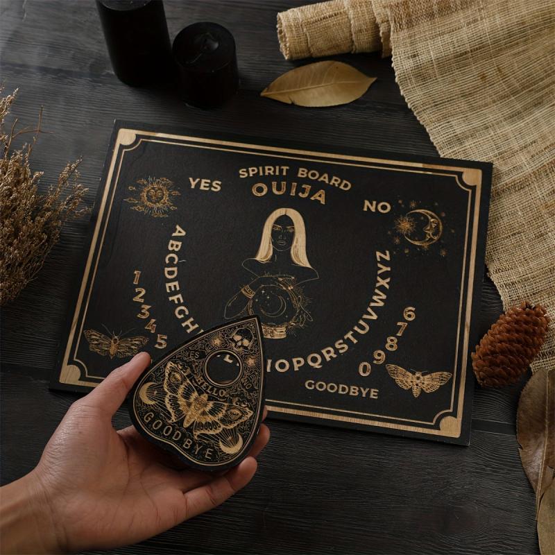Wooden Spirit Board & Planchette Kit 30 Dowsing Divination Board Set