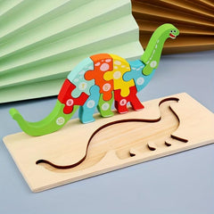 Wooden Dinosaur Puzzle for Kids 3-5: Educational Toy