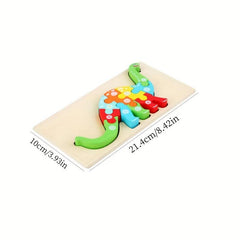 Wooden Dinosaur Puzzle for Kids 3-5: Educational Toy