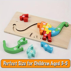 Wooden Dinosaur Puzzle for Kids 3-5: Educational Toy