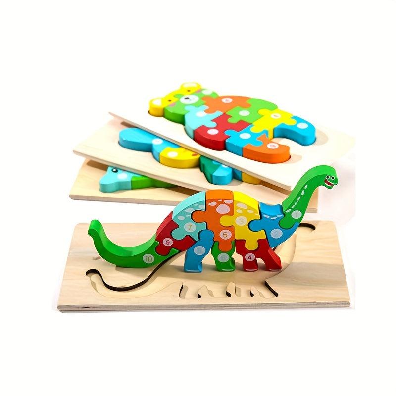 Wooden Dinosaur Puzzle for Kids 3-5: Educational Toy