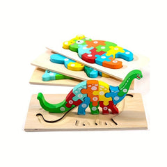 Wooden Dinosaur Puzzle for Kids 3-5: Educational Toy