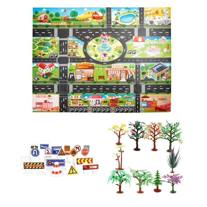 Kids City Traffic Road Map Play Mat with Car Parking Lot