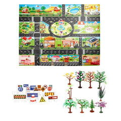 Kids City Traffic Road Map Play Mat with Car Parking Lot