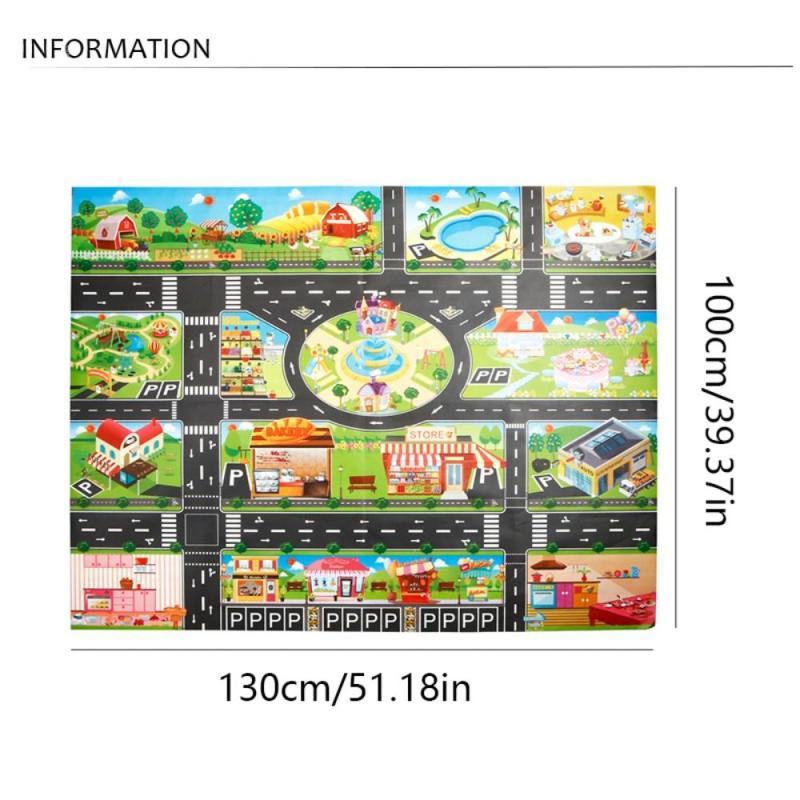 Kids City Traffic Road Map Play Mat with Car Parking Lot
