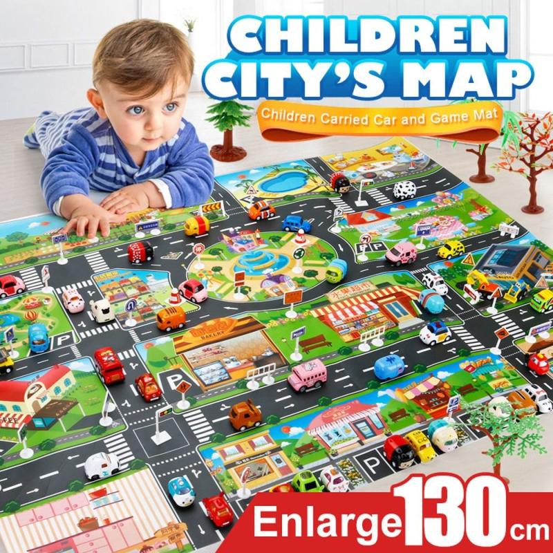 Kids City Traffic Road Map Play Mat with Car Parking Lot