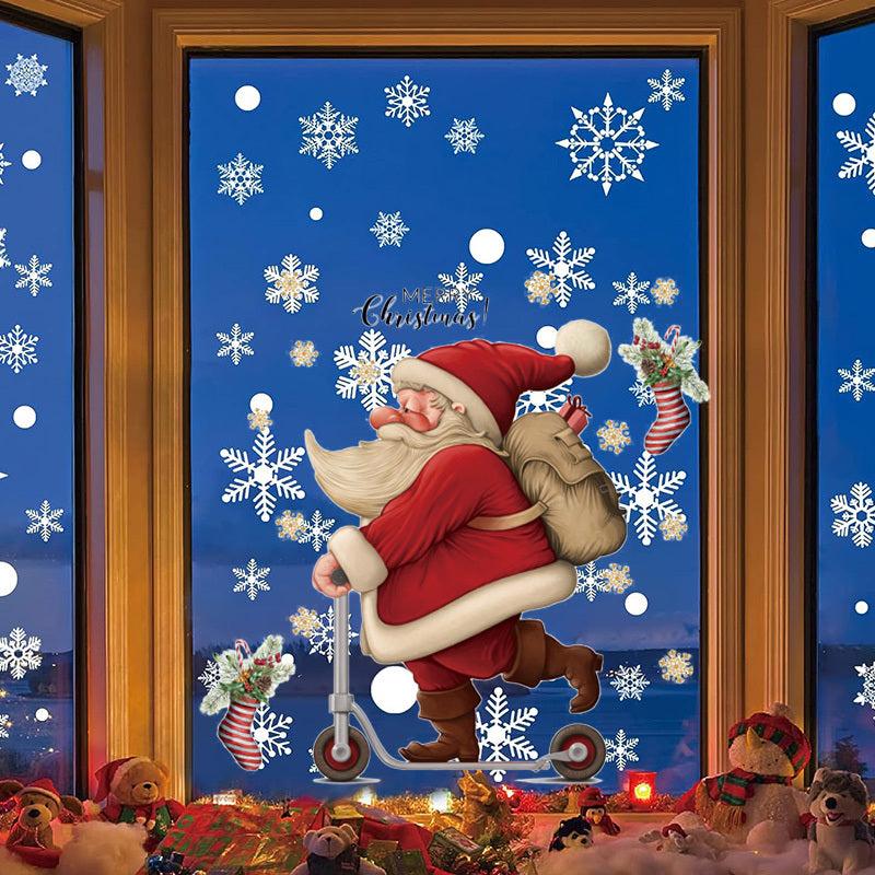 Christmas Wall Stickers Santa Claus Skateboards PVC Waterproof Removable Decals
