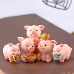 3 pcs Lucky Pig Figurine Statue DIY Table Ornament Car Dashboard Dolls