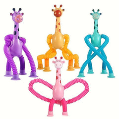 4pcs Giraffe Stretching Toy Suction Cup Variety Shape Decompression