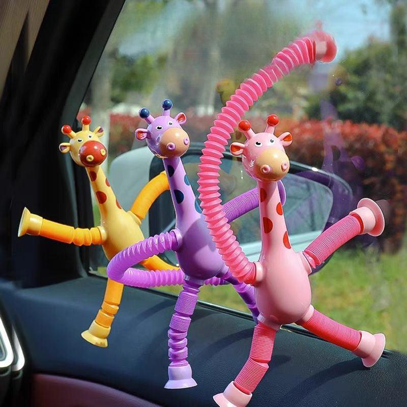 4pcs Giraffe Stretching Toy Suction Cup Variety Shape Decompression