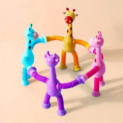 4pcs Giraffe Stretching Toy Suction Cup Variety Shape Decompression