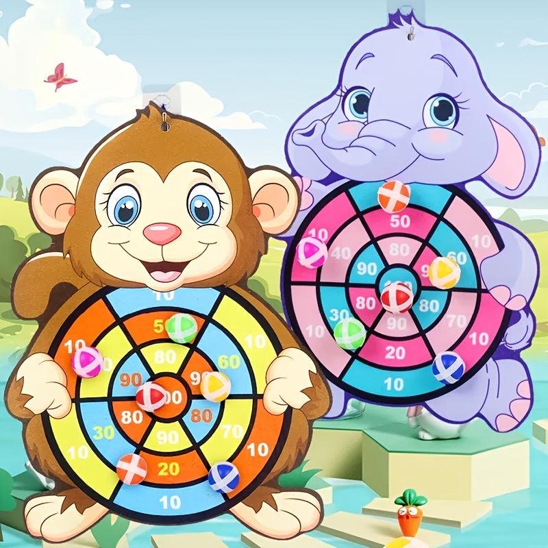 Kids Sticky Ball Dart Plate Cartoon Fun Dart Plate Fleece