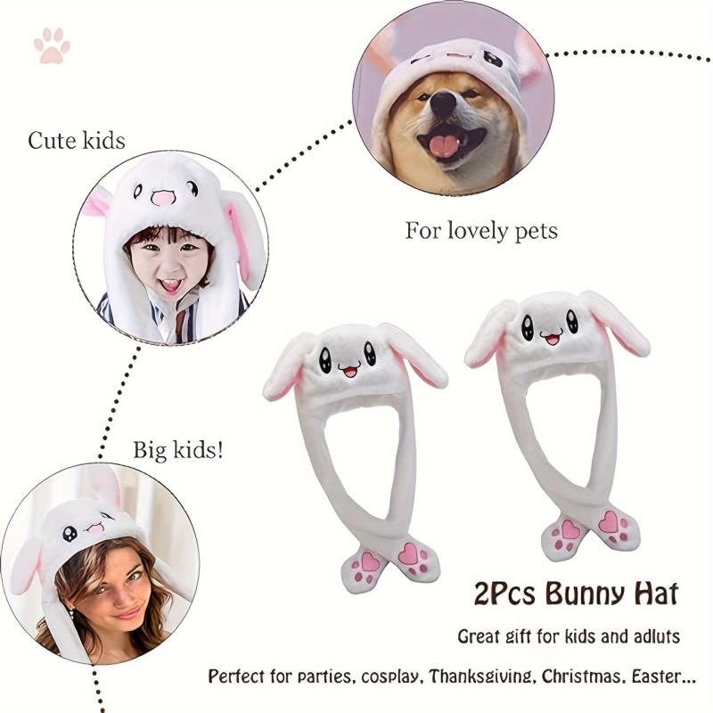 Rabbit Hat Plush with Moving Ears Long Ear Hair Cap