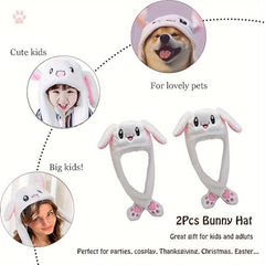 Rabbit Hat Plush with Moving Ears Long Ear Hair Cap
