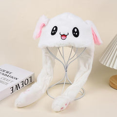 Rabbit Hat Plush with Moving Ears Long Ear Hair Cap