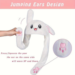 Rabbit Hat Plush with Moving Ears Long Ear Hair Cap