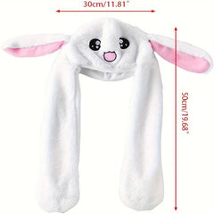 Rabbit Hat Plush with Moving Ears Long Ear Hair Cap