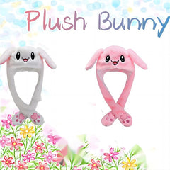 Rabbit Hat Plush with Moving Ears Long Ear Hair Cap