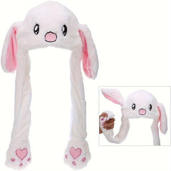 Rabbit Hat Plush with Moving Ears Long Ear Hair Cap
