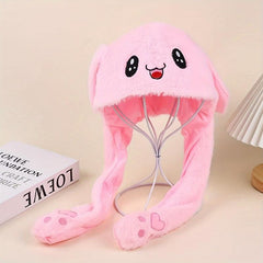 Rabbit Hat Plush with Moving Ears Long Ear Hair Cap