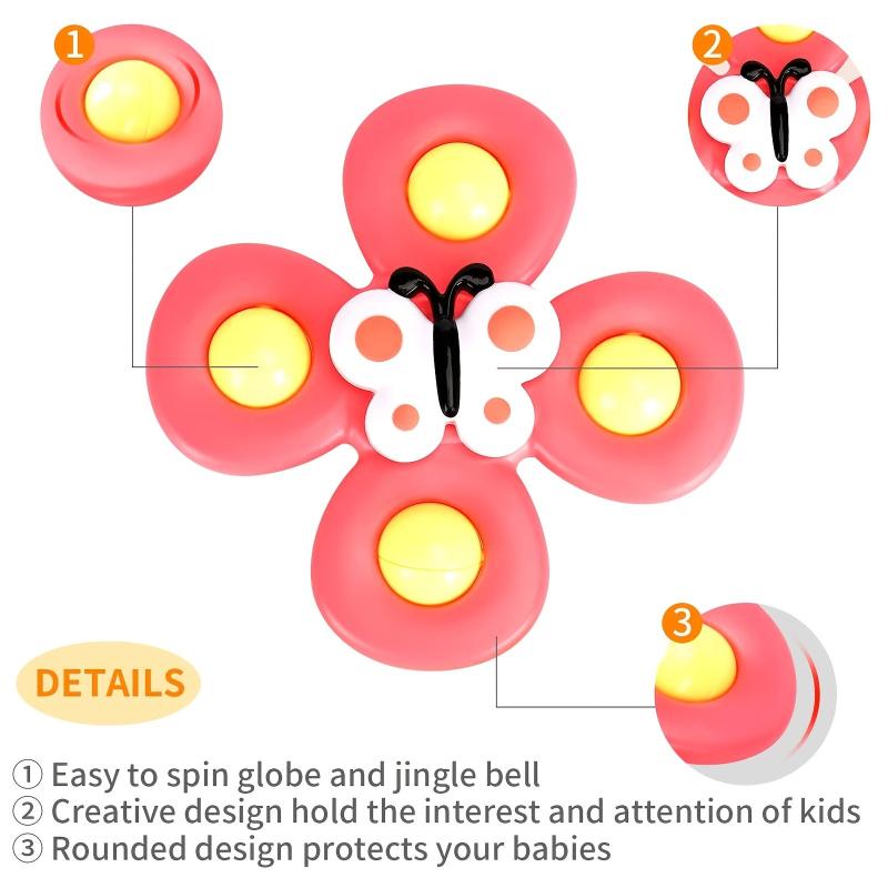 3pcs Suction Cup Spinner Toys for 1-3 Year Olds