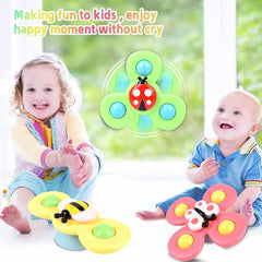 3pcs Suction Cup Spinner Toys for 1-3 Year Olds