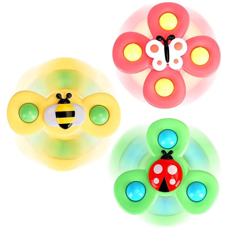 3pcs Suction Cup Spinner Toys for 1-3 Year Olds