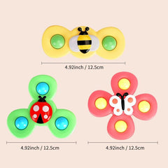 3pcs Suction Cup Spinner Toys for 1-3 Year Olds