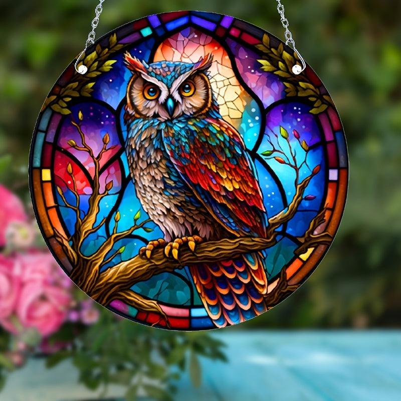 Colorful Owl Double Side Painted Suncatcher Gift