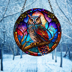 Colorful Owl Double Side Painted Suncatcher Gift