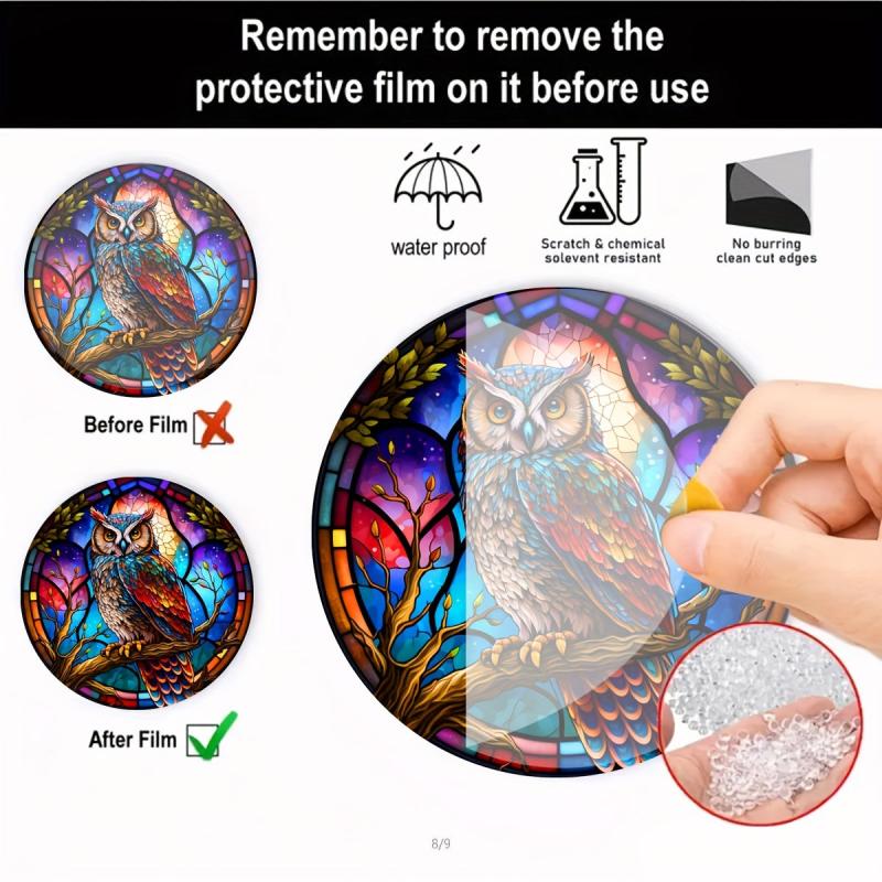 Colorful Owl Double Side Painted Suncatcher Gift