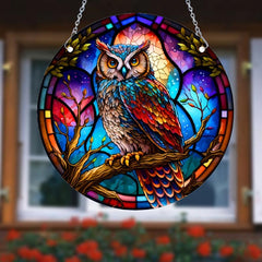 Colorful Owl Double Side Painted Suncatcher Gift
