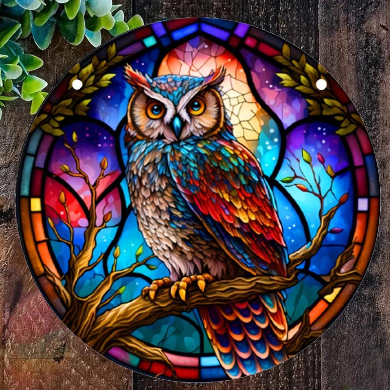 Colorful Owl Double Side Painted Suncatcher Gift
