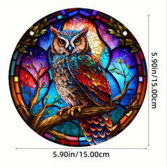 Colorful Owl Double Side Painted Suncatcher Gift